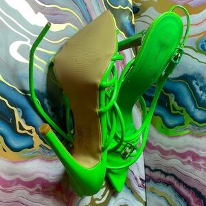Pretty Little Thing Neon Green Strappy Heels